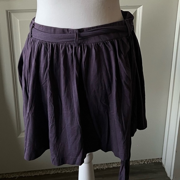 Theory Purple Skater Mini Skirt with Tie Front - Picture 5 of 9